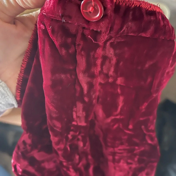 Vintage red velvet high waisted mid century slight flare pants *zipper off track - Picture 8 of 10